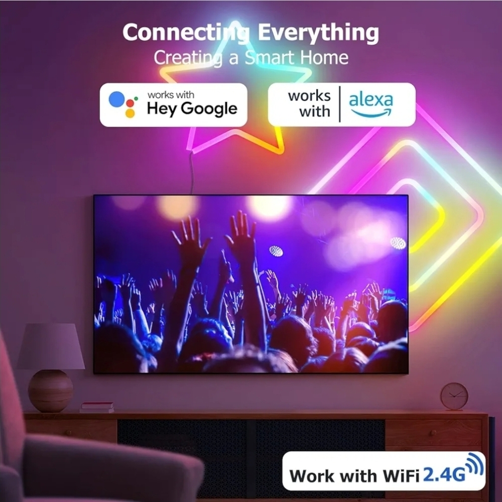Smart Neon RGB LED Lights 16.4ft WiFi Rope Lights Compatible with Alexa